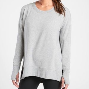 Athleta Crewneck Sweater/Pullover/Sweatshirt, Light Grey, Size Large